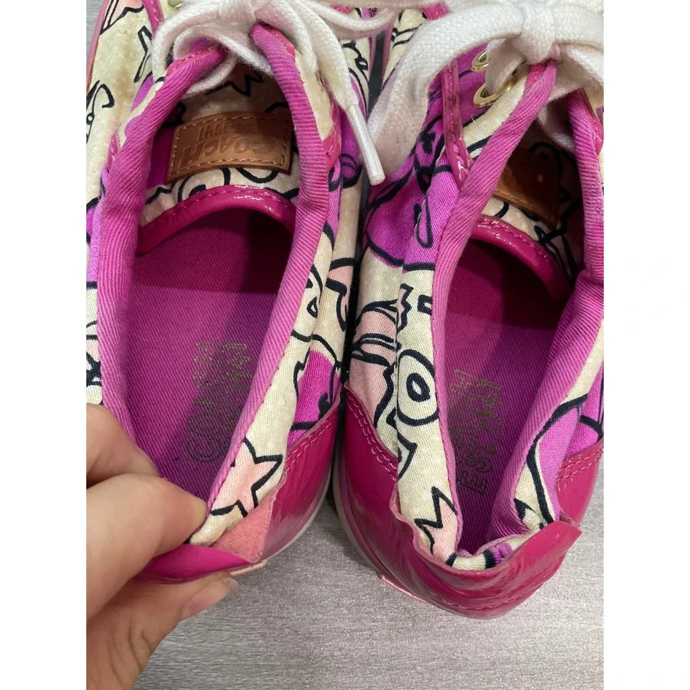 COACH BARRETT POPPY LOVE DESIGNER FUCHSIA PINK PATENT LEATHER TRIM